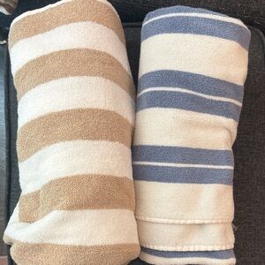Striped Beach Towels in Tan and Blue
